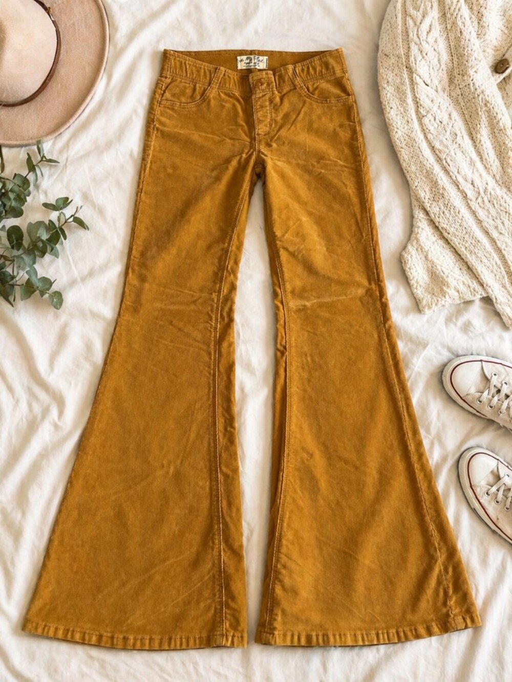 Free People Mustard Corduroy Flare Pants – Size 27